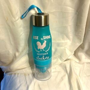 Blue Infusion Water Bottle - “Rise & Shine Mother Cluckers” Humorous